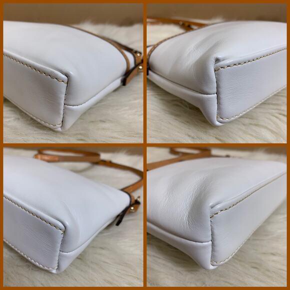DOONEY & BOURKE Smooth White Italian Leather Petite Domed Crossbody - Picture 7 of 16